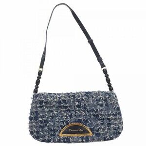 Dior Shoulder Bag Maris Pearl Denim Navy Blue